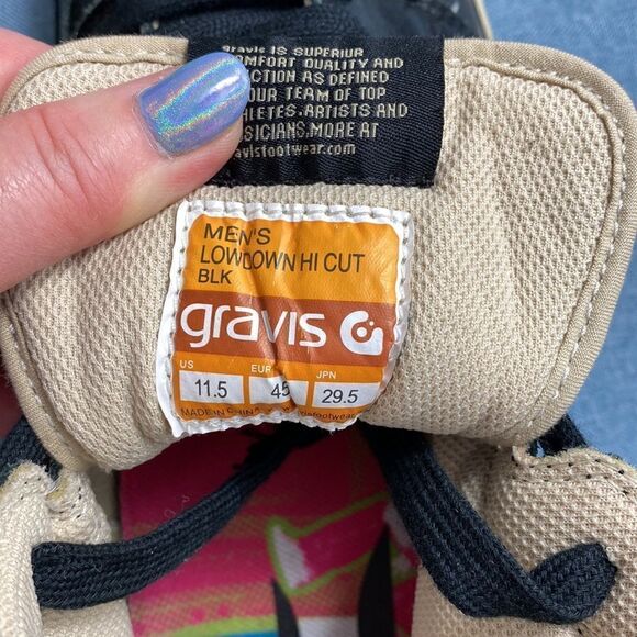 Gravis black men’s Lowdown Hi Cut hemp skate shoes size 11.5 - Picture 9 of 10